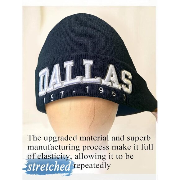 Women's Blue & Grey Soft Knit Winter Hat For Cold Weather Beanie Toque Hat - Picture 5 of 7